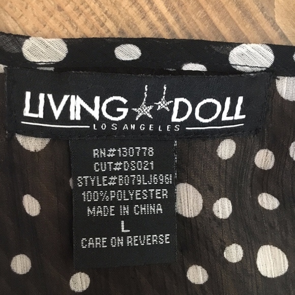LIVING DOLL Pok-a-Dot Sheer Top Size L - Picture 5 of 6